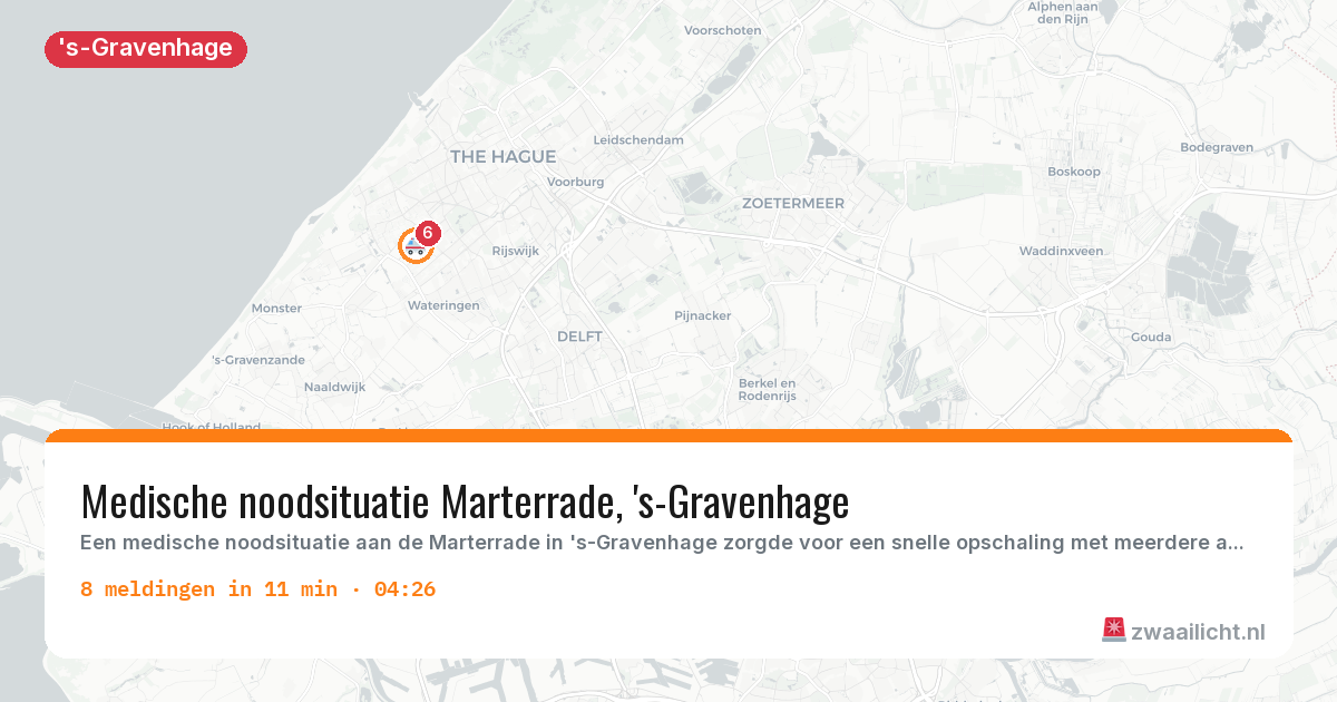 Kaart van de activiteitspiek bij 's-Gravenhage