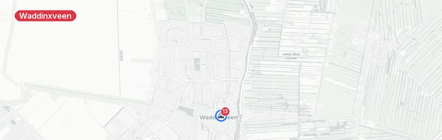 Kaart van Frontale botsing A12 Waddinxveen, twee gewonden
