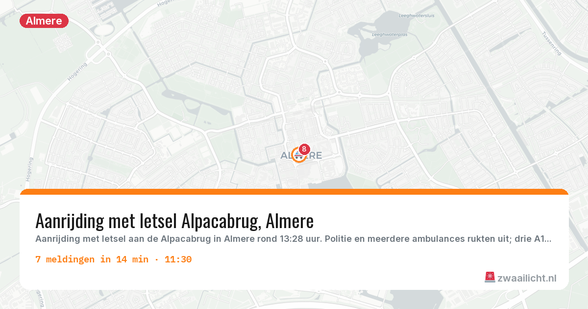 Kaart van de activiteitspiek bij Almere