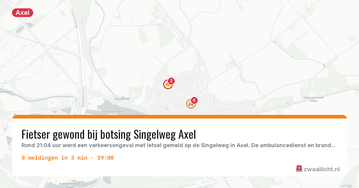 Kaart van de activiteitspiek bij Axel
