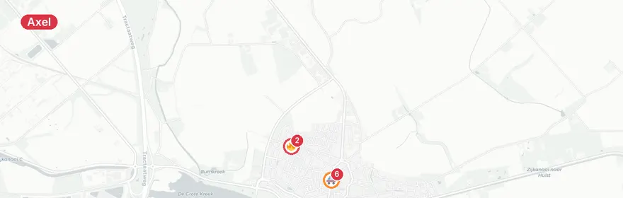 Kaart van Fietser gewond bij botsing Singelweg Axel