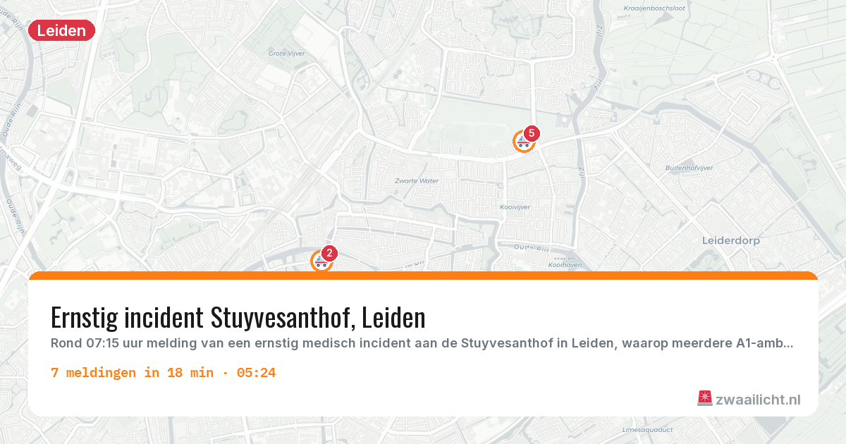 Kaart van de activiteitspiek bij Leiden