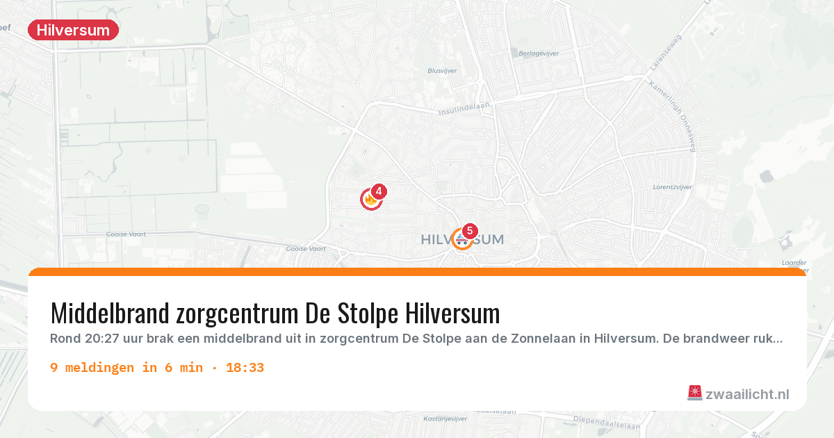 Kaart van de activiteitspiek bij Hilversum