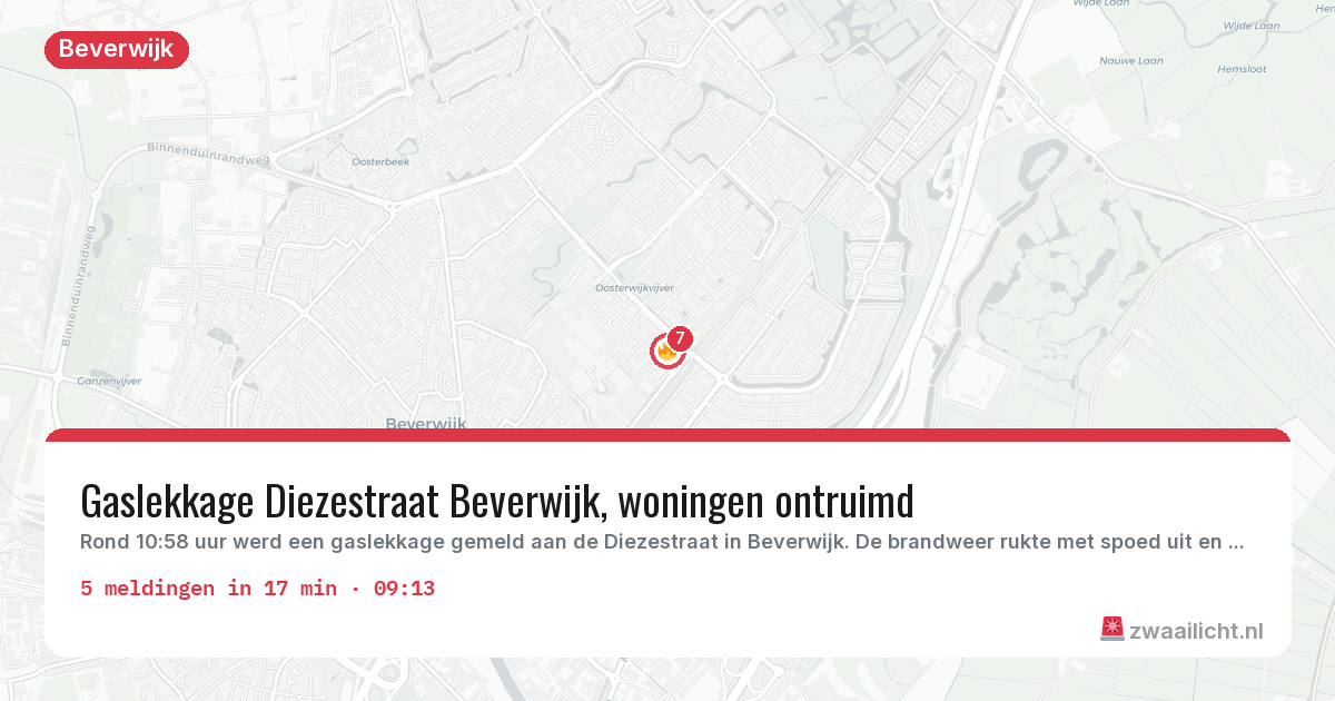 Kaart van de activiteitspiek bij Beverwijk