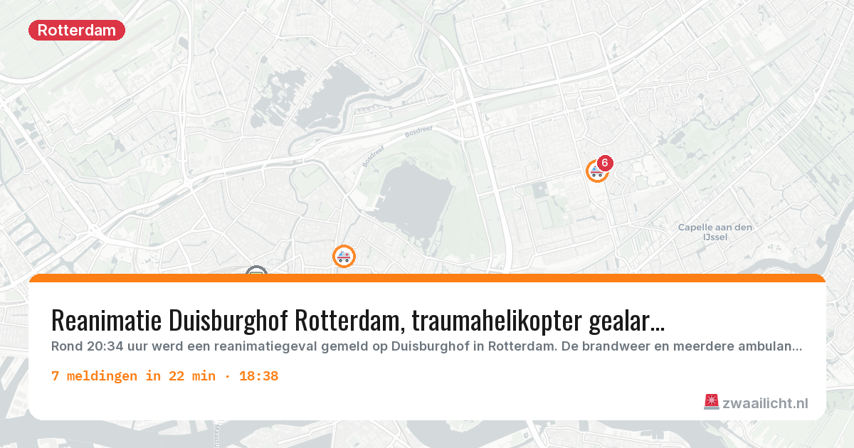 Kaart van de activiteitspiek bij Rotterdam