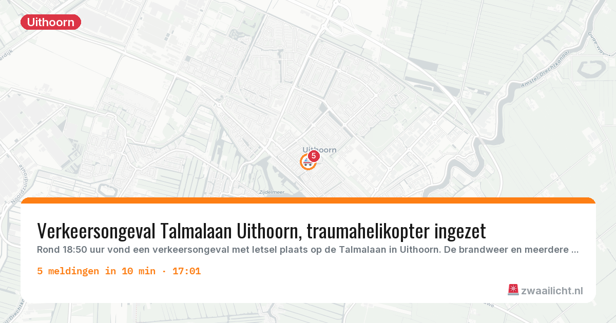 Kaart van de activiteitspiek bij Uithoorn