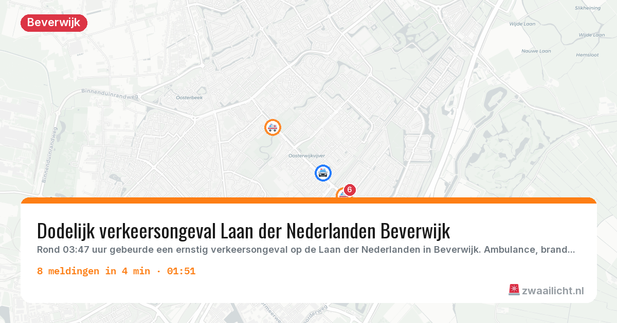 Kaart van de activiteitspiek bij Beverwijk