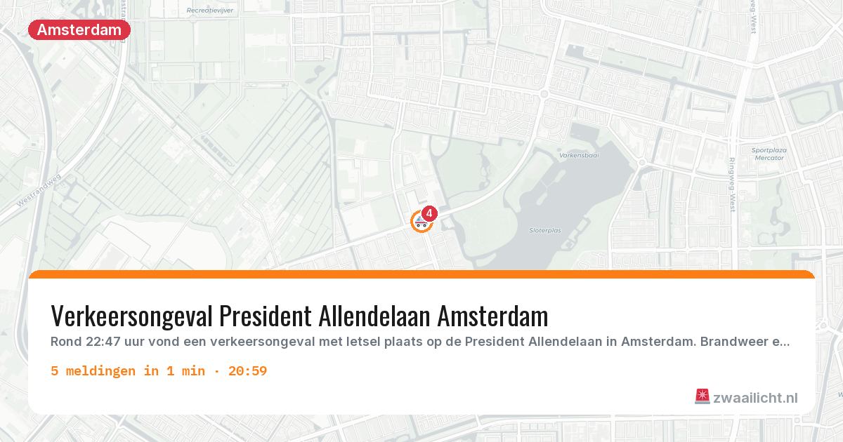 Kaart van de activiteitspiek bij Amsterdam