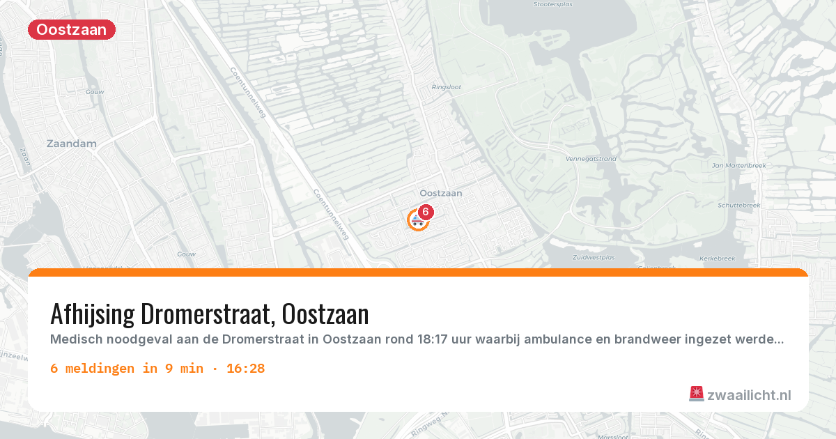 Kaart van de activiteitspiek bij Oostzaan