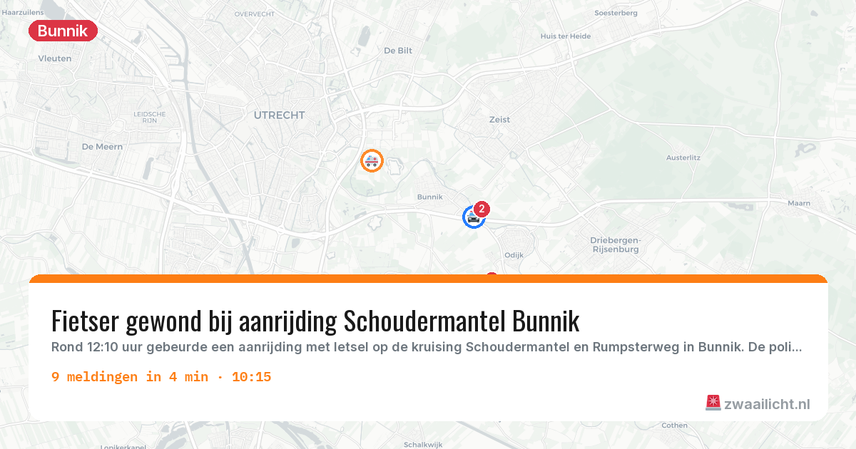 Kaart van de activiteitspiek bij Bunnik