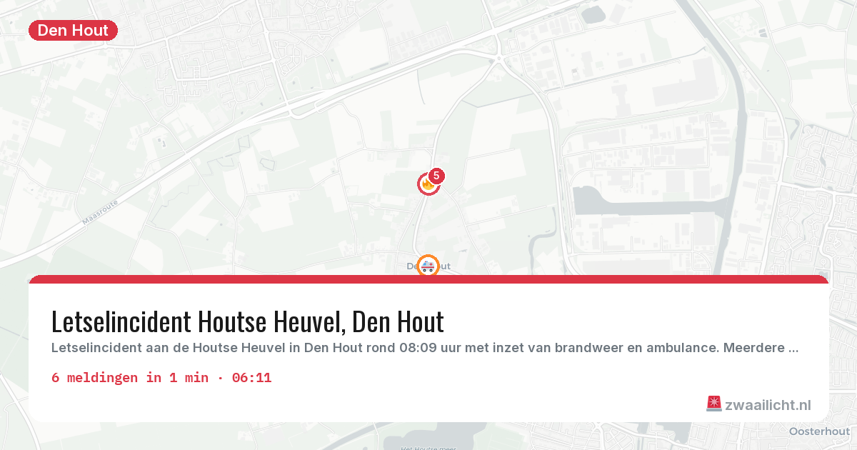 Kaart van de activiteitspiek bij Den Hout