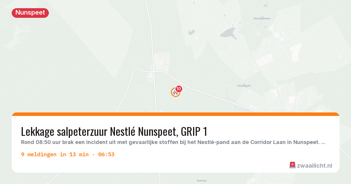 Kaart van de activiteitspiek bij Nunspeet