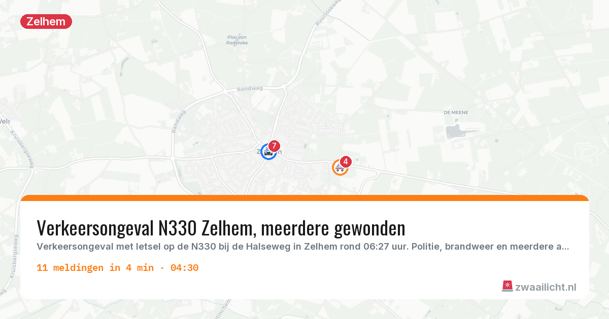 Kaart van de activiteitspiek bij Zelhem