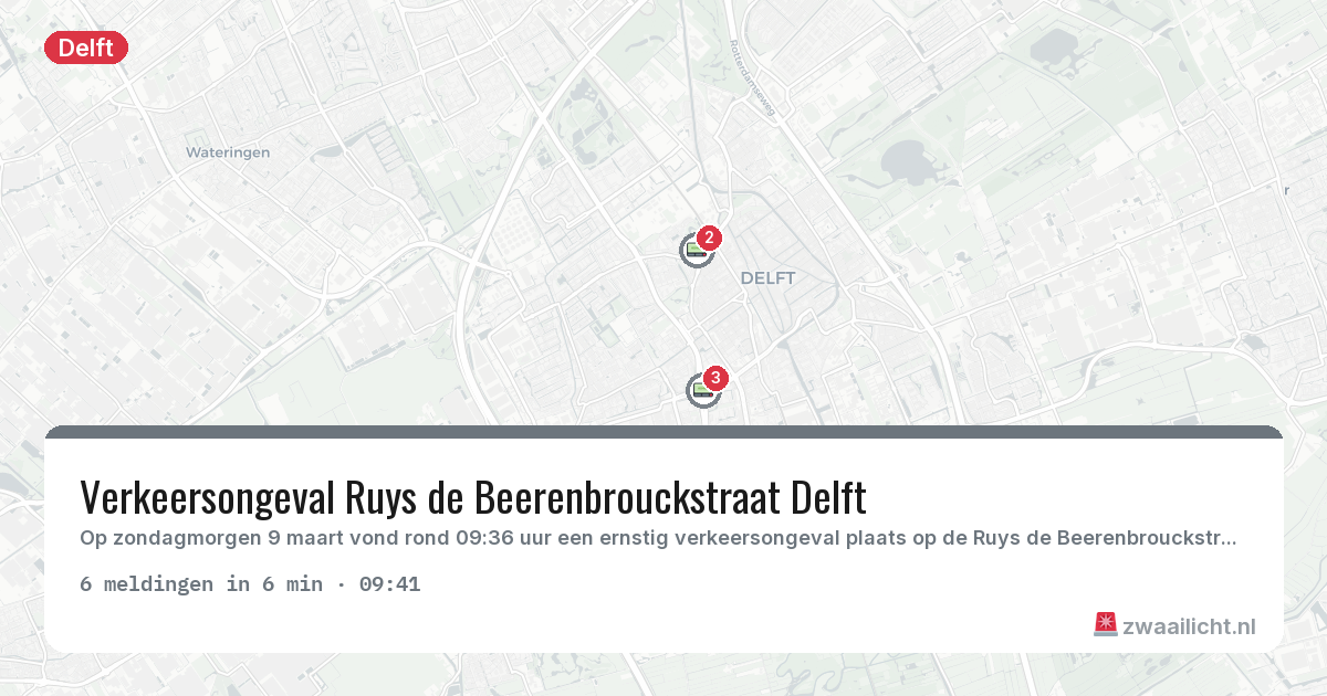 Kaart van de activiteitspiek bij Delft