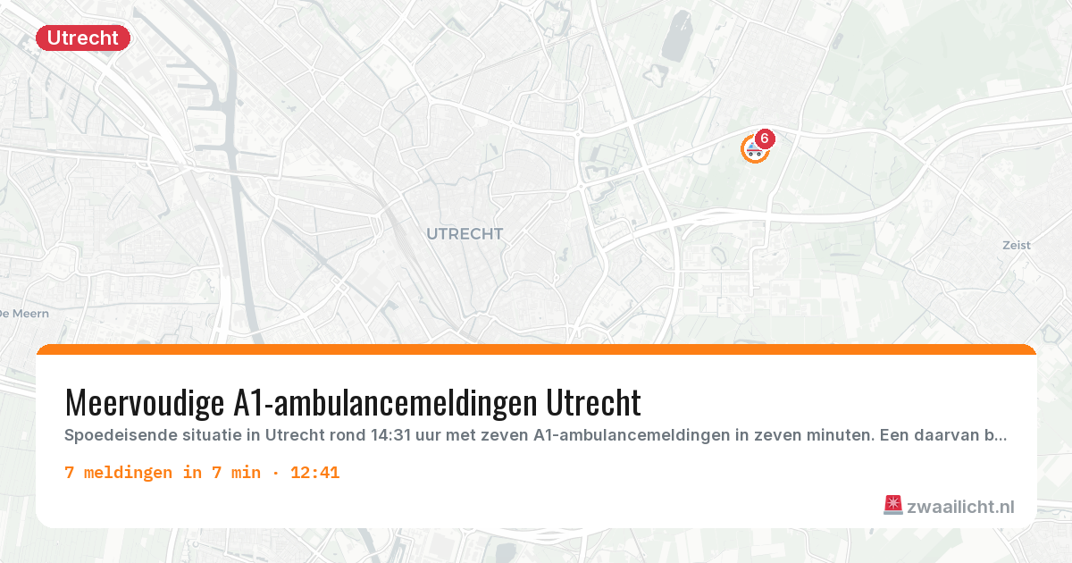 Kaart van de activiteitspiek bij Utrecht