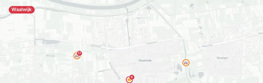 Kaart van Grote brand winkelpanden Prof. Zeemanweg Waalwijk