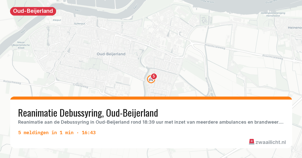 Kaart van de activiteitspiek bij Oud-Beijerland