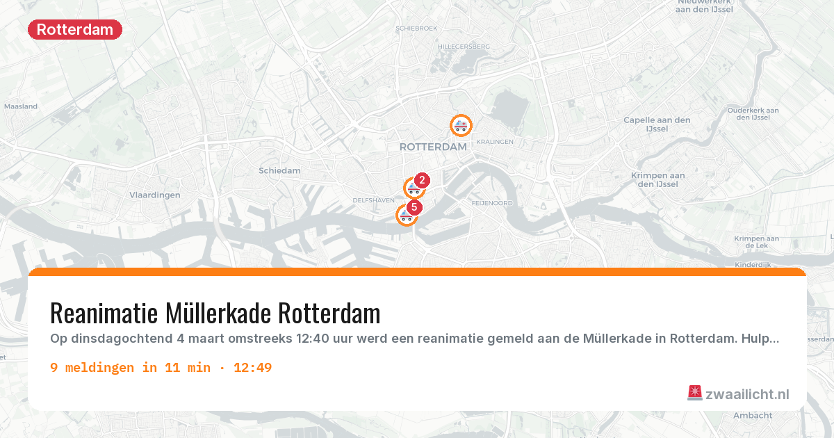 Kaart van de activiteitspiek bij Rotterdam