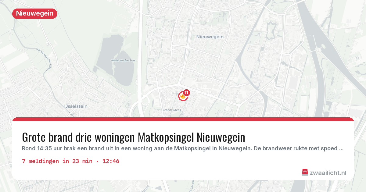 Kaart van de activiteitspiek bij Nieuwegein