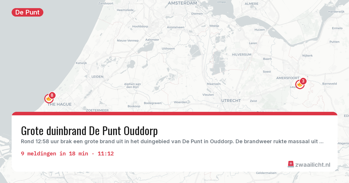 Kaart van de activiteitspiek bij De Punt