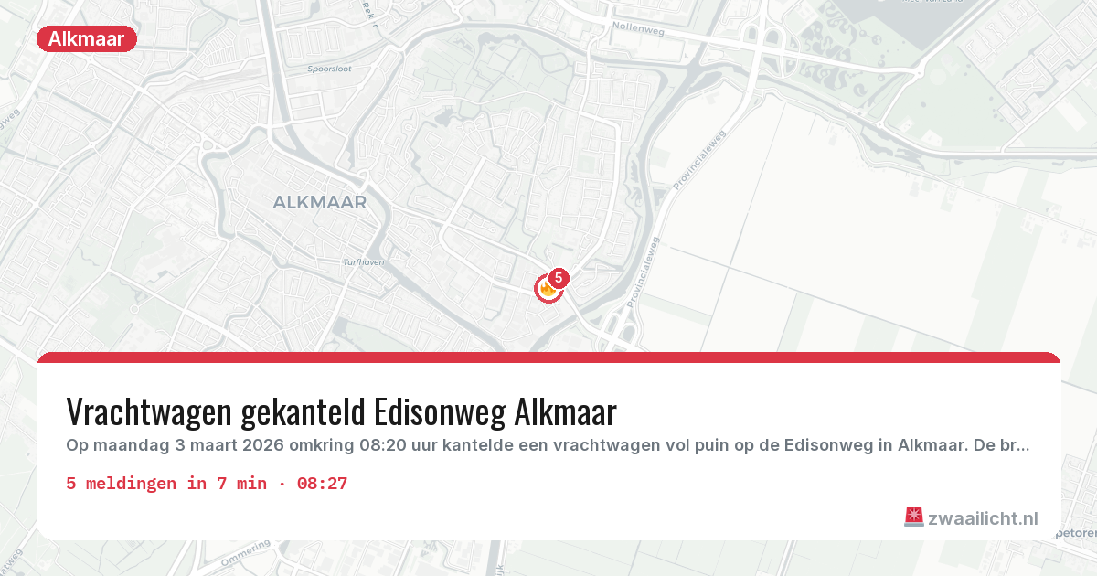 Kaart van de activiteitspiek bij Alkmaar