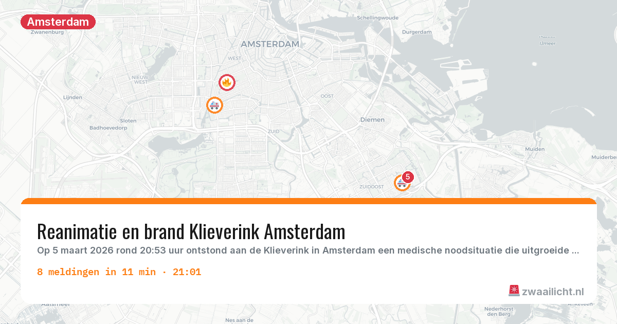 Kaart van de activiteitspiek bij Amsterdam