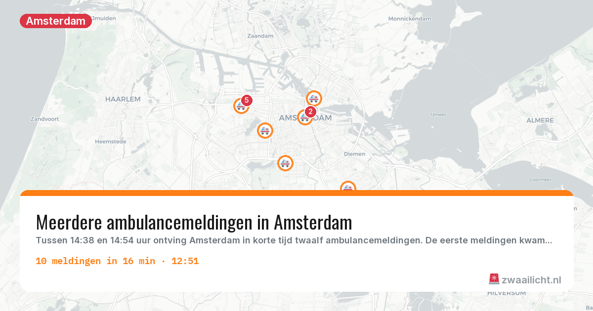 Kaart van de activiteitspiek bij Amsterdam
