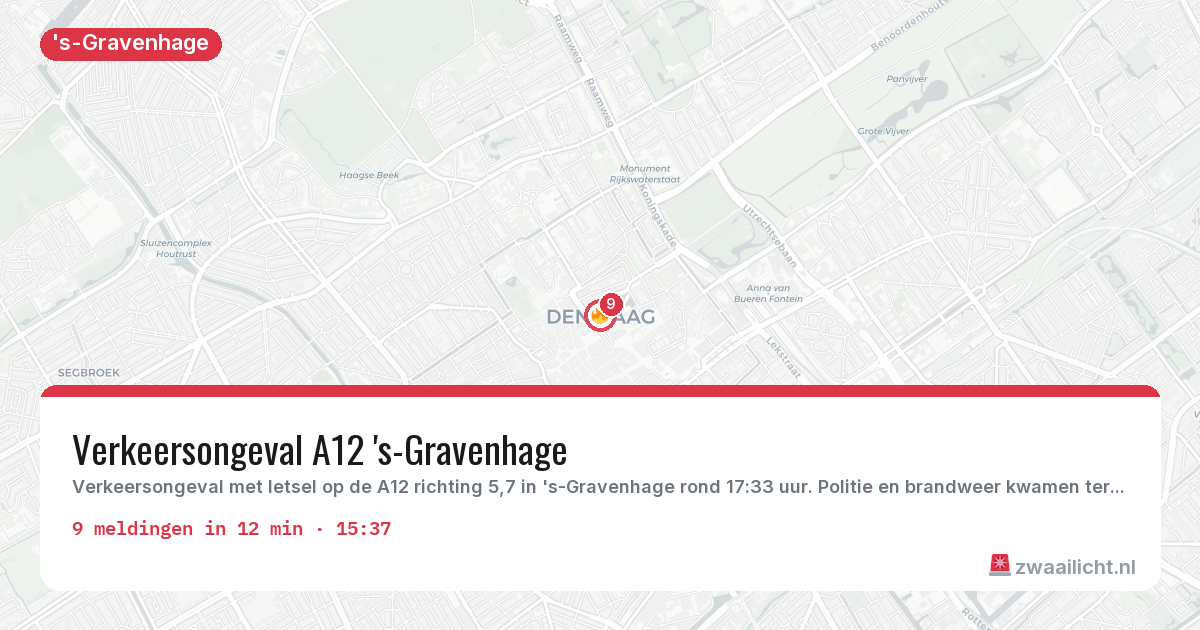 Kaart van de activiteitspiek bij 's-Gravenhage