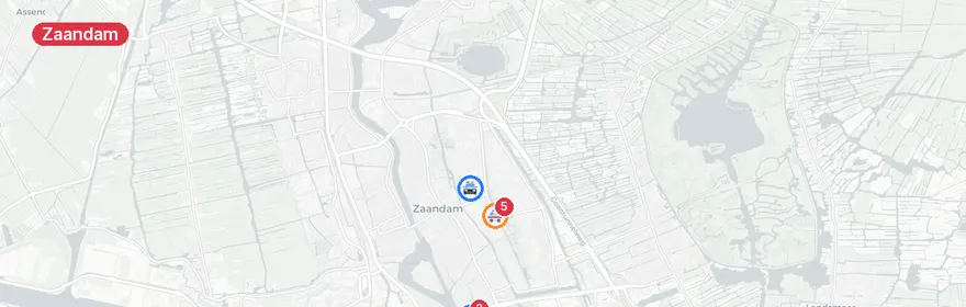 Kaart van Botsing met meerdere auto's op De Weer Zaandam
