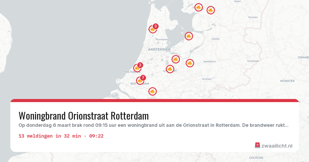 Kaart van de activiteitspiek bij Brandweer