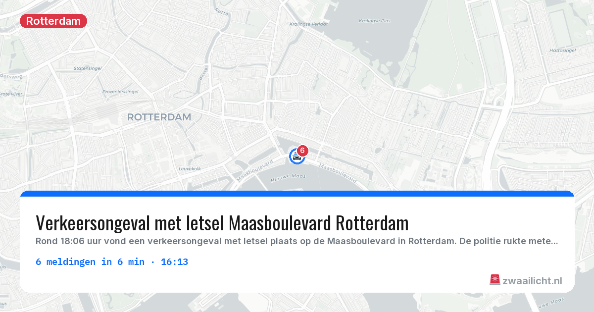 Kaart van de activiteitspiek bij Rotterdam