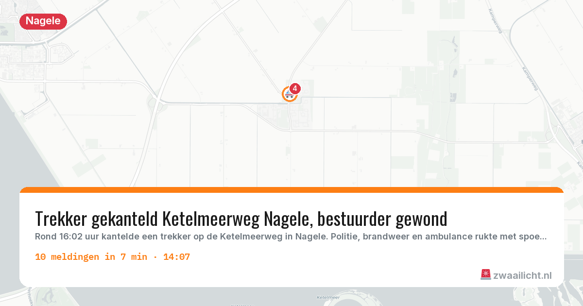 Kaart van de activiteitspiek bij Nagele
