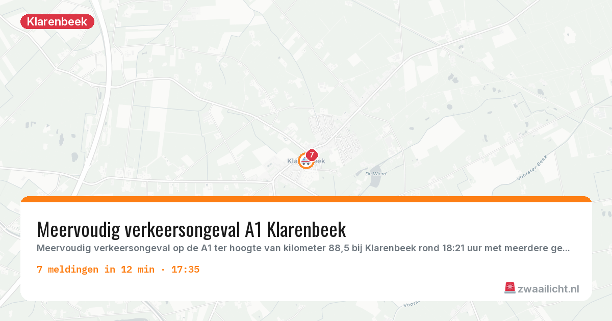 Kaart van de activiteitspiek bij Klarenbeek