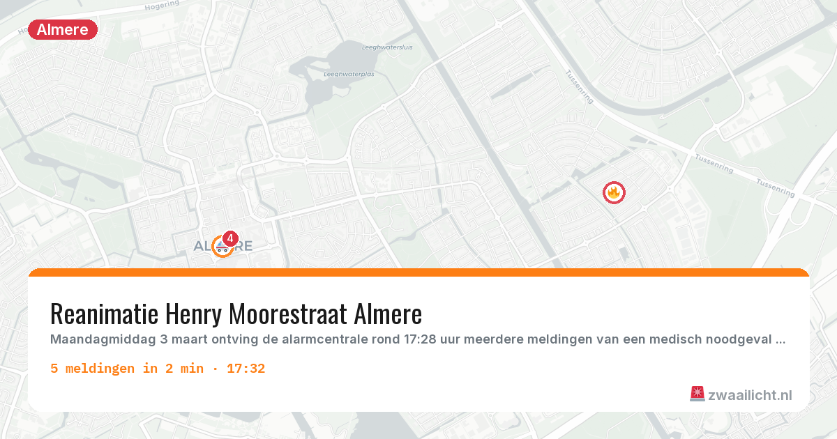 Kaart van de activiteitspiek bij Almere