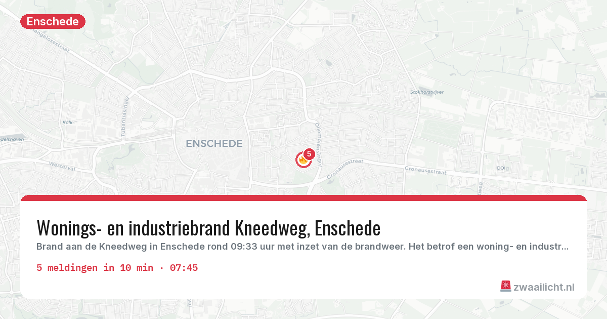 Kaart van de activiteitspiek bij Enschede