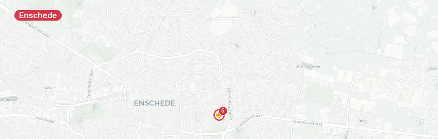 Kaart van Wonings- en industriebrand Kneedweg, Enschede