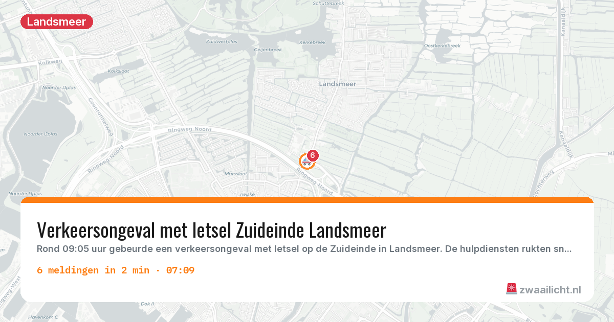 Kaart van de activiteitspiek bij Landsmeer