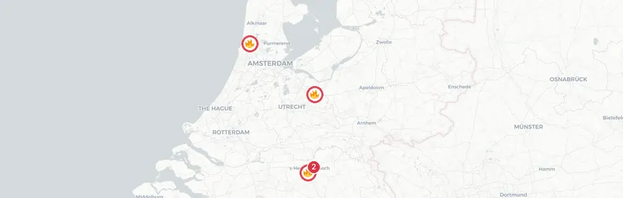 Kaart van Brandmelding Vught, meerdere eenheden ingezet