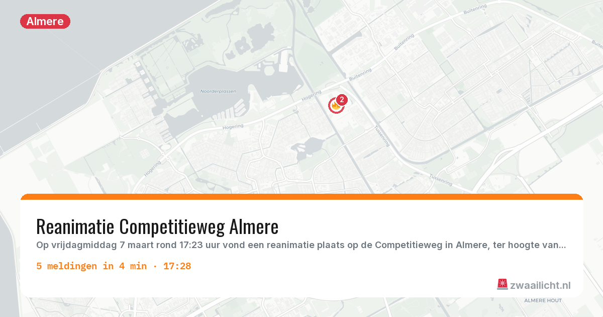 Kaart van de activiteitspiek bij Almere
