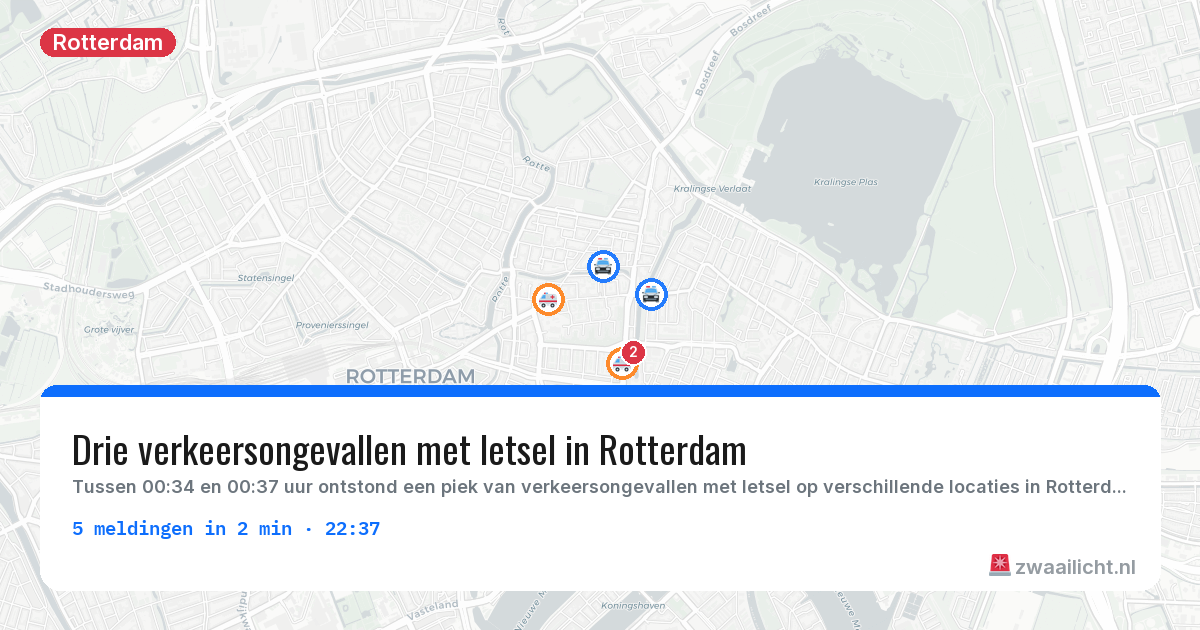 Kaart van de activiteitspiek bij Rotterdam