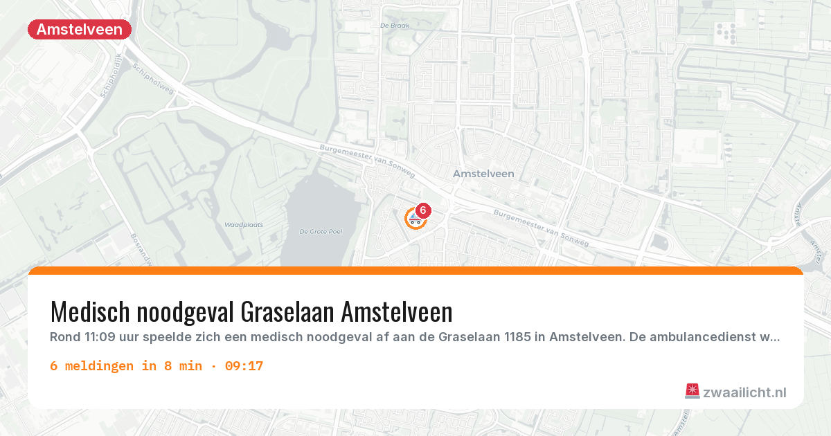 Kaart van de activiteitspiek bij Amstelveen