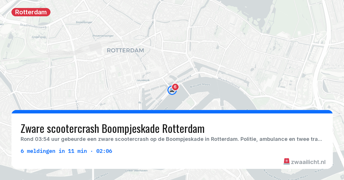Kaart van de activiteitspiek bij Rotterdam
