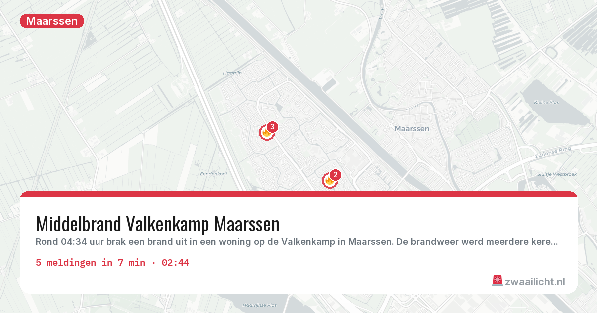 Kaart van de activiteitspiek bij Maarssen