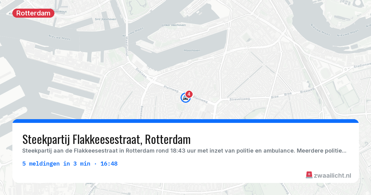 Kaart van de activiteitspiek bij Rotterdam