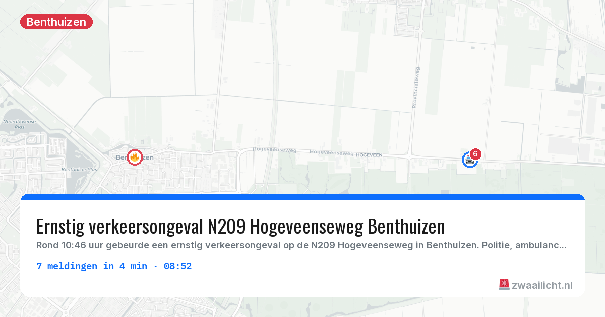 Kaart van de activiteitspiek bij Benthuizen