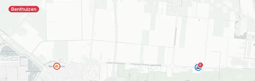 Kaart van Ernstig verkeersongeval N209 Hogeveenseweg Benthuizen