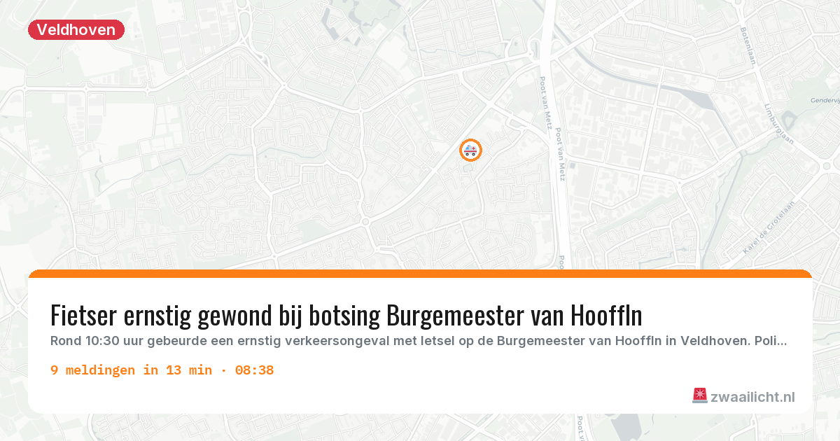 Kaart van de activiteitspiek bij Veldhoven