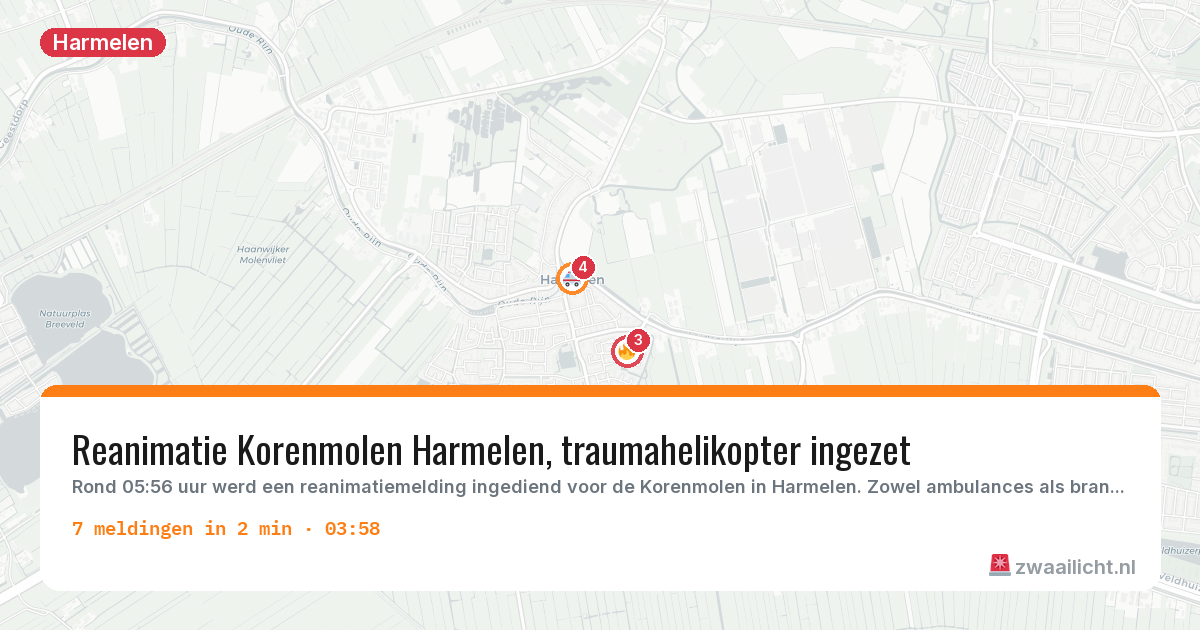 Kaart van de activiteitspiek bij Harmelen