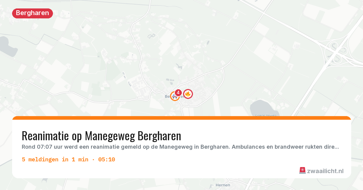 Kaart van de activiteitspiek bij Bergharen