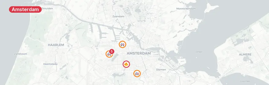Kaart van Meerdere ambulances Willinklaan en gaslekkage Sluisstraat...